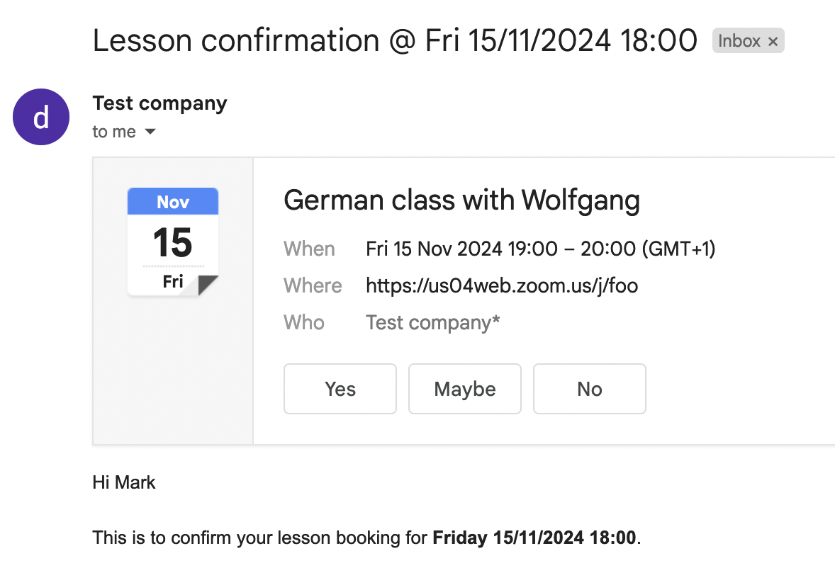 Booking confirmation gmail